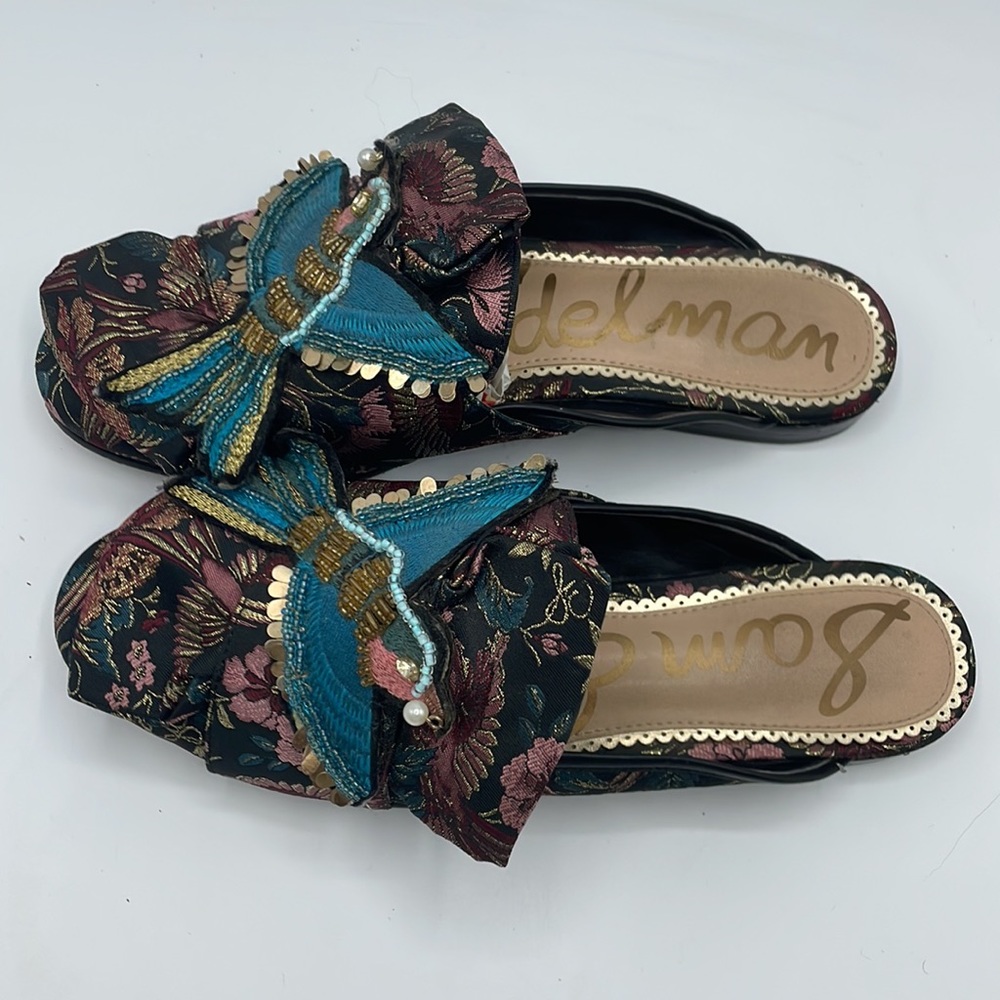Sam Edelman Whimsical Beaded Bird Slip On Flats - Picture 2 of 9